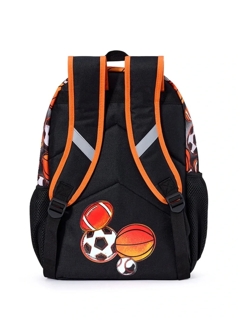 Kids Sports Ball Backpack with Headphones - Black & Orange W4